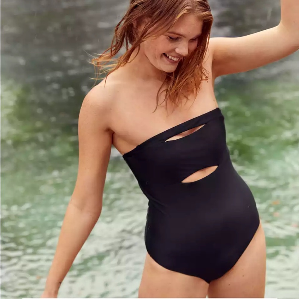 Aerie Split Bandeau One Piece Swimsuit